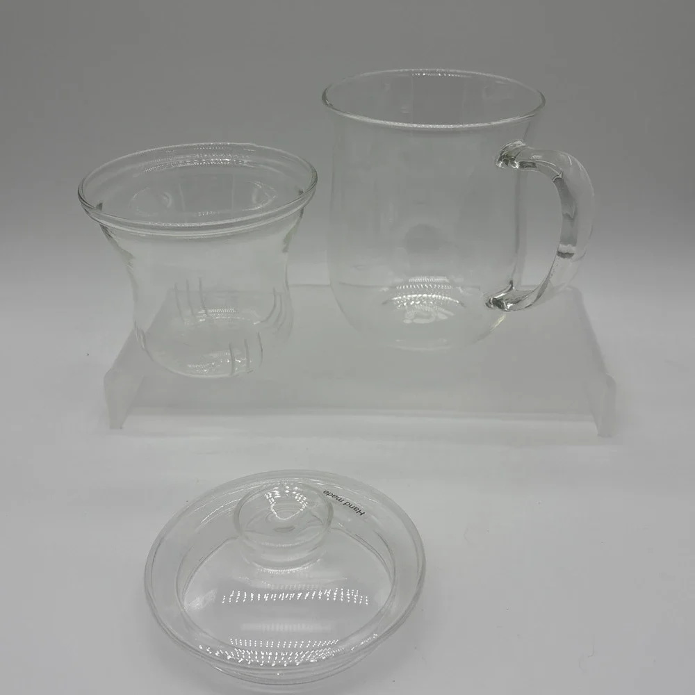 Teavana Joli Clear Glass Mug with Infuser Basket and Lid 10 oz GUC